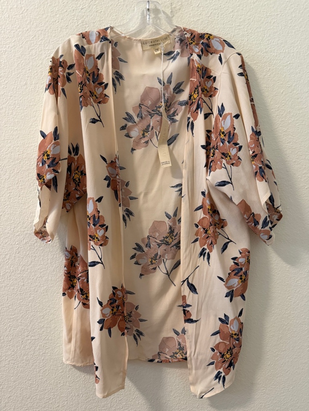 saltwater LUXE Cream Blouse with Brown Floral Print